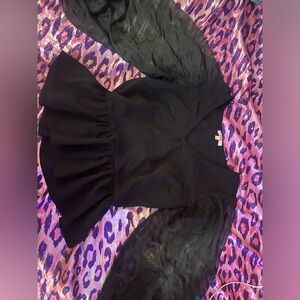 Black Ruffle Flare Sleeve Blouse